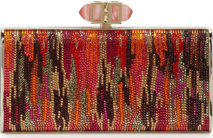 Judith Leiber Singaraja Crystal Evening Clutch Bag, Burgundy/Multi