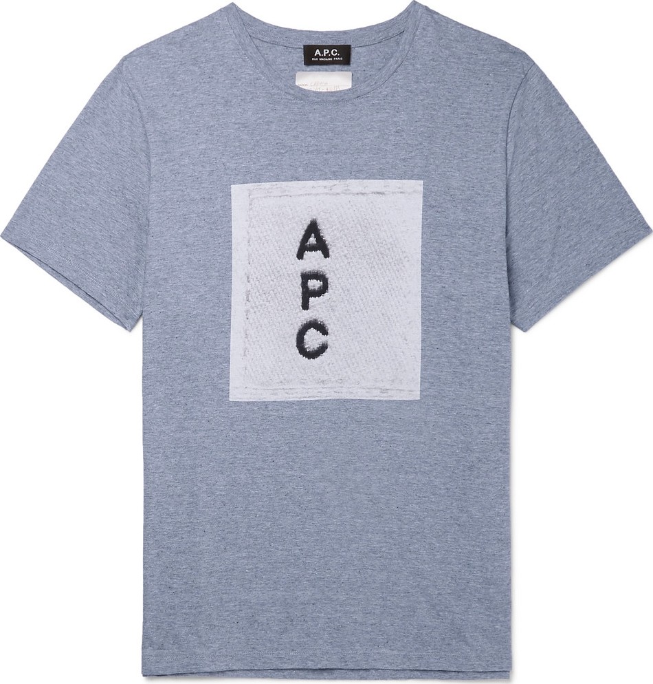 A.P.C. Logo-Print Mélange Cotton-Jersey T-Shirt