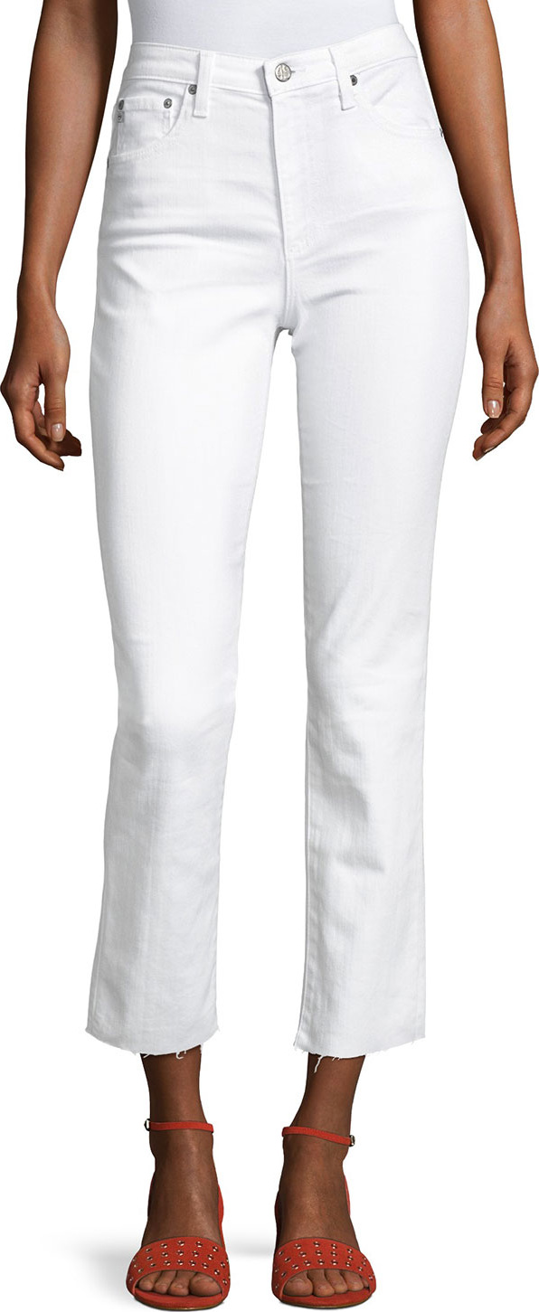 AG Jeans Isabelle High-Rise Straight-Leg Jeans, White