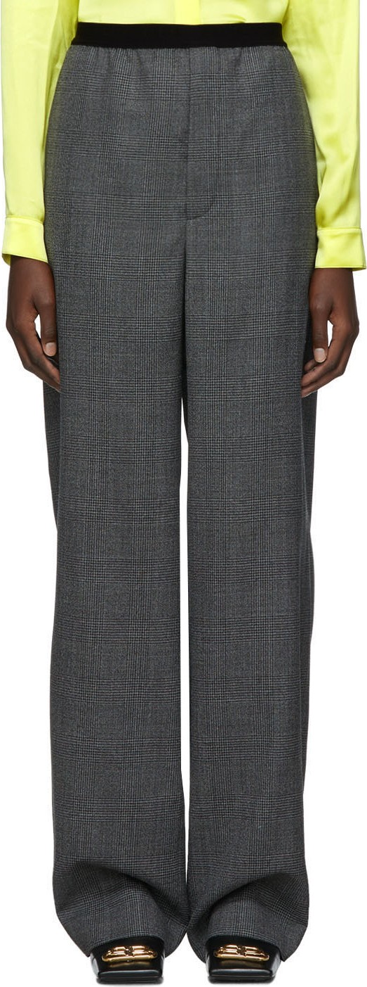 Balenciaga Grey Merino Prince Of Wales Trousers