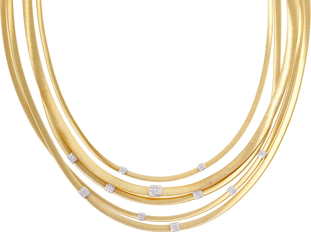 Marco Bicego Masai 18K Gold Five-Strand Necklace with Diamond Stations