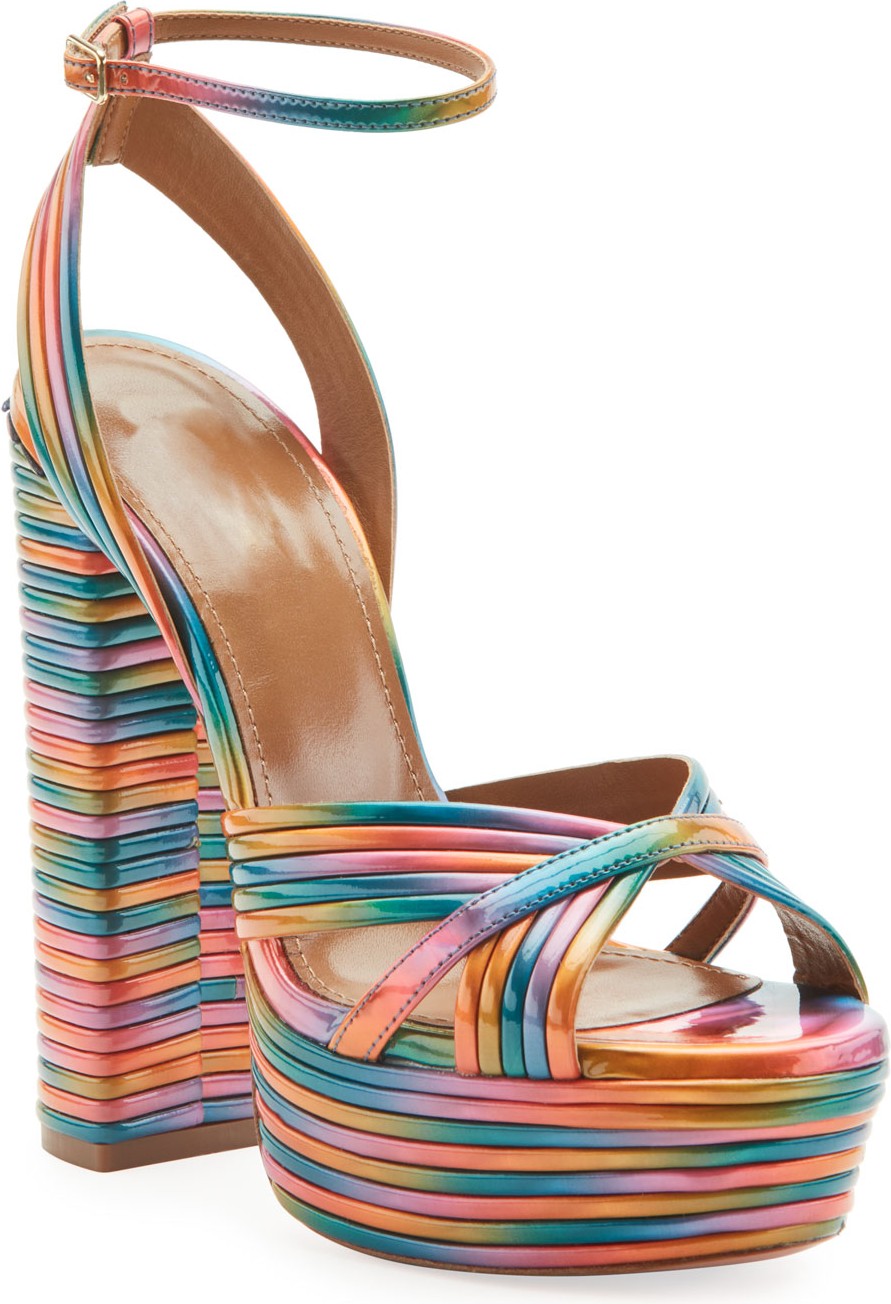 Aquazzura Sundance Plateau Rainbow Platform Sandals