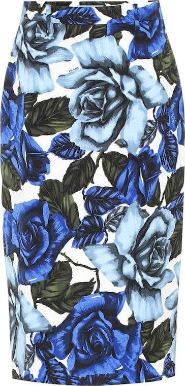 Prada Floral cotton-poplin skirt