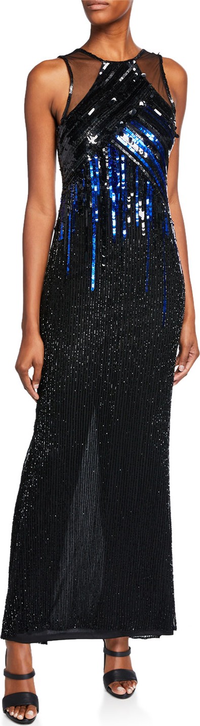 Parker Mona Sequin Sleeveless Column Gown