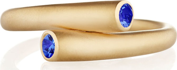 Carelle Whirl 18k Gold Ring with Blue Sapphires