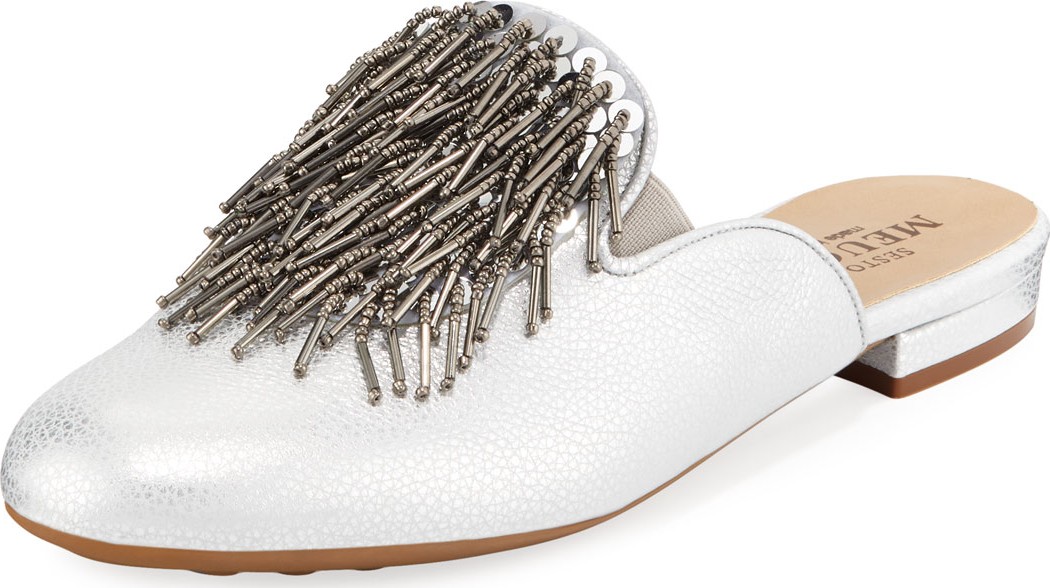Sesto Meucci Kala Embellished Metallic Leather Mule