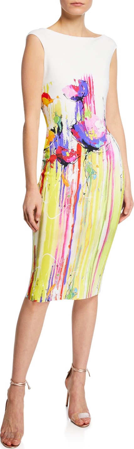 La Petite Robe di Chiara Boni Purity Print Boat-Neck Cap-Sleeve Sheath Dress