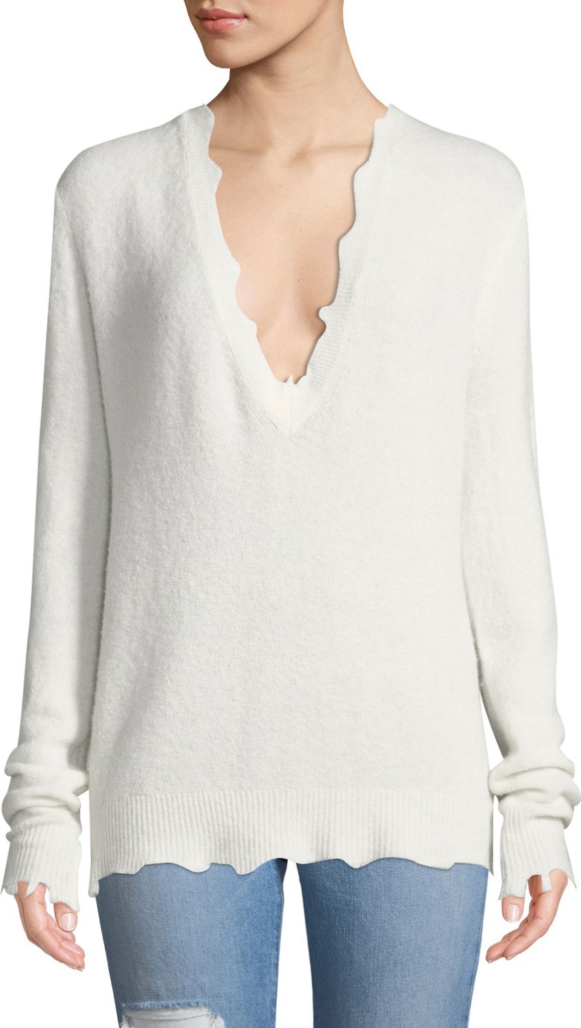 IRO Belen Scalloped Wool Pullover Sweater