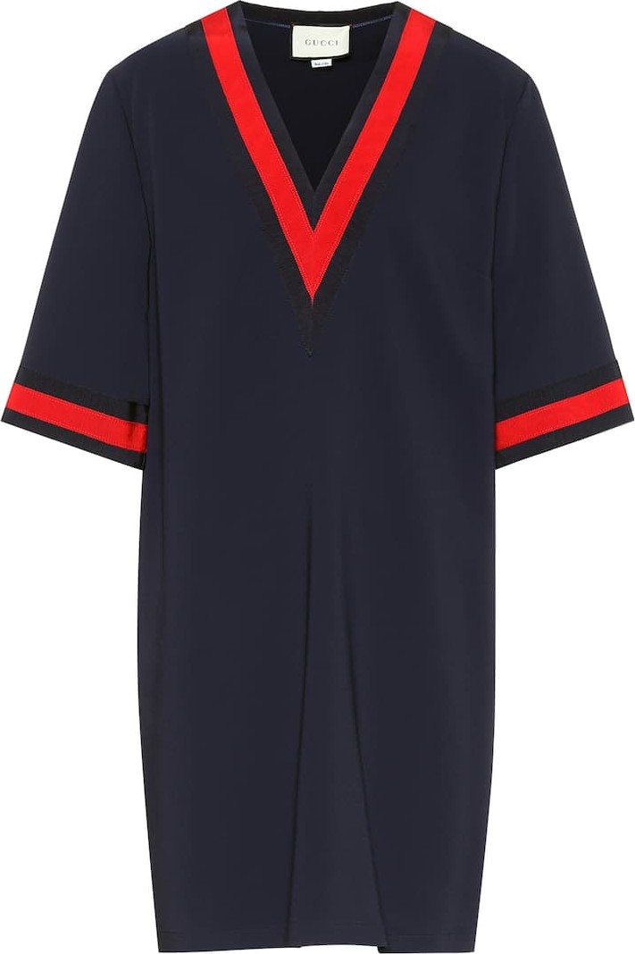 Gucci Stretch-cady V-neck tunic dress
