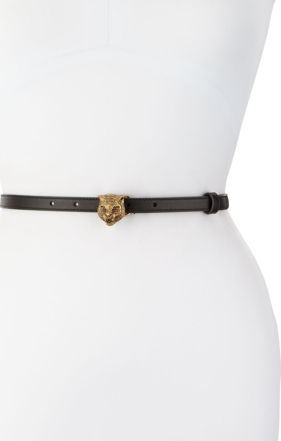 Gucci Leather Tiger-Clasp Belt, Black