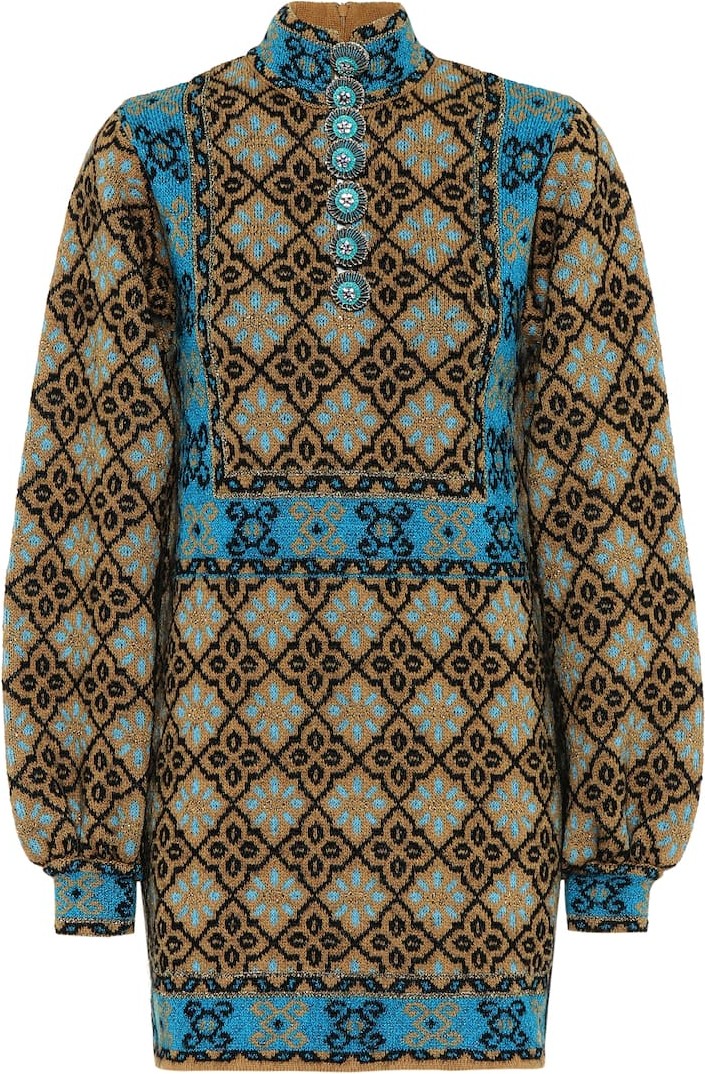 Gucci Lamé GG wool-blend minidress