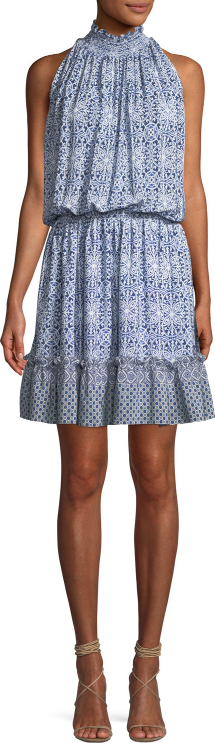 Shoshanna Beatrice Sleeveless Silk Blouson Mini Dress