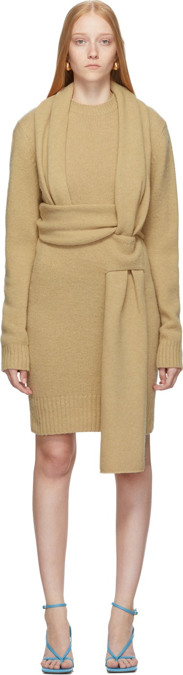 Bottega Veneta SSENSE Exclusive Beige Brushed Wool Dress