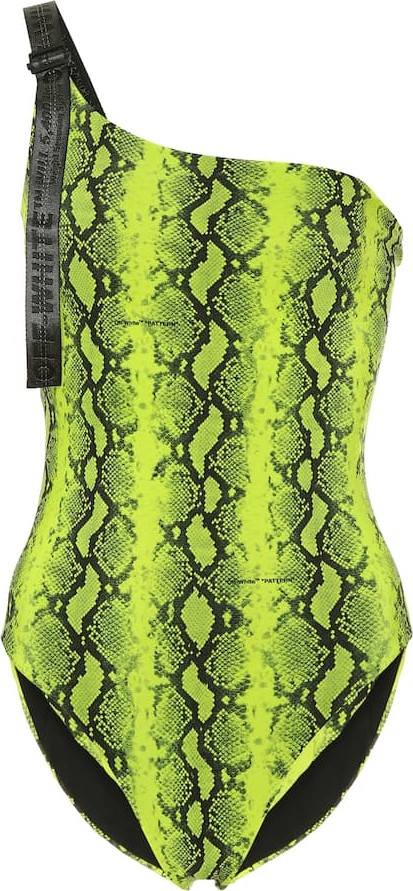 Off White Python-printed swimsuit