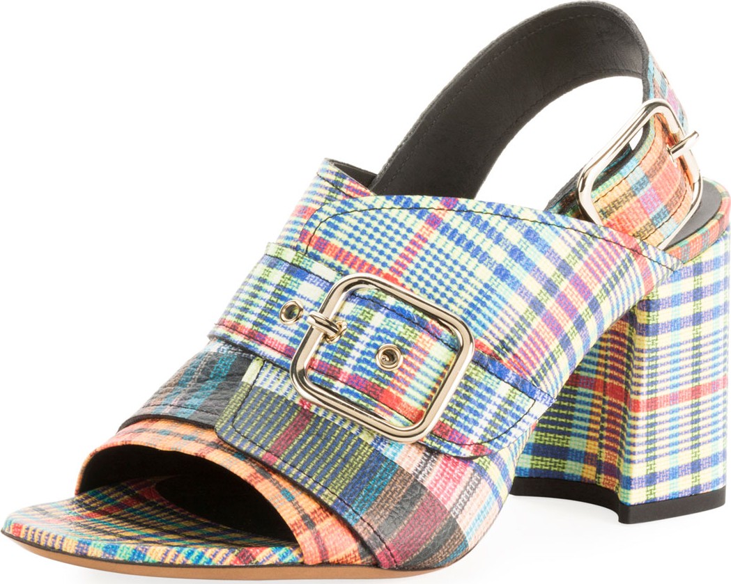 Dries Van Noten Patchwork Buckle Slingback Sandals