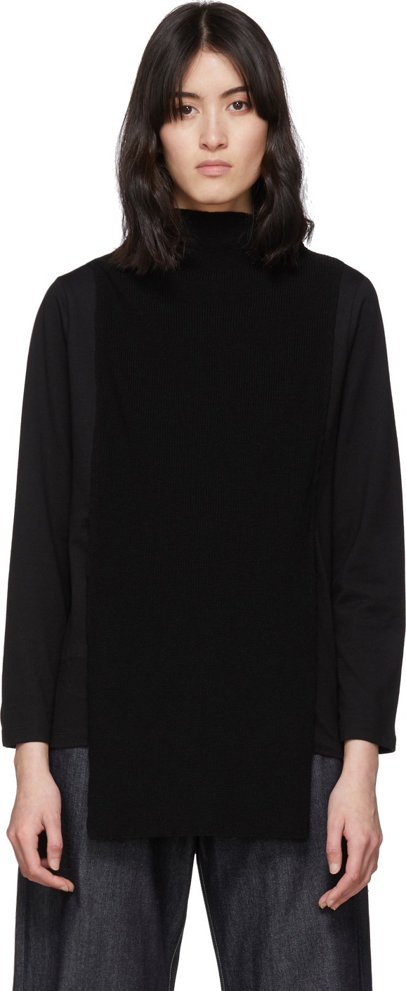 Y's By Yohji Yamamoto Black Knit Apron Turtleneck