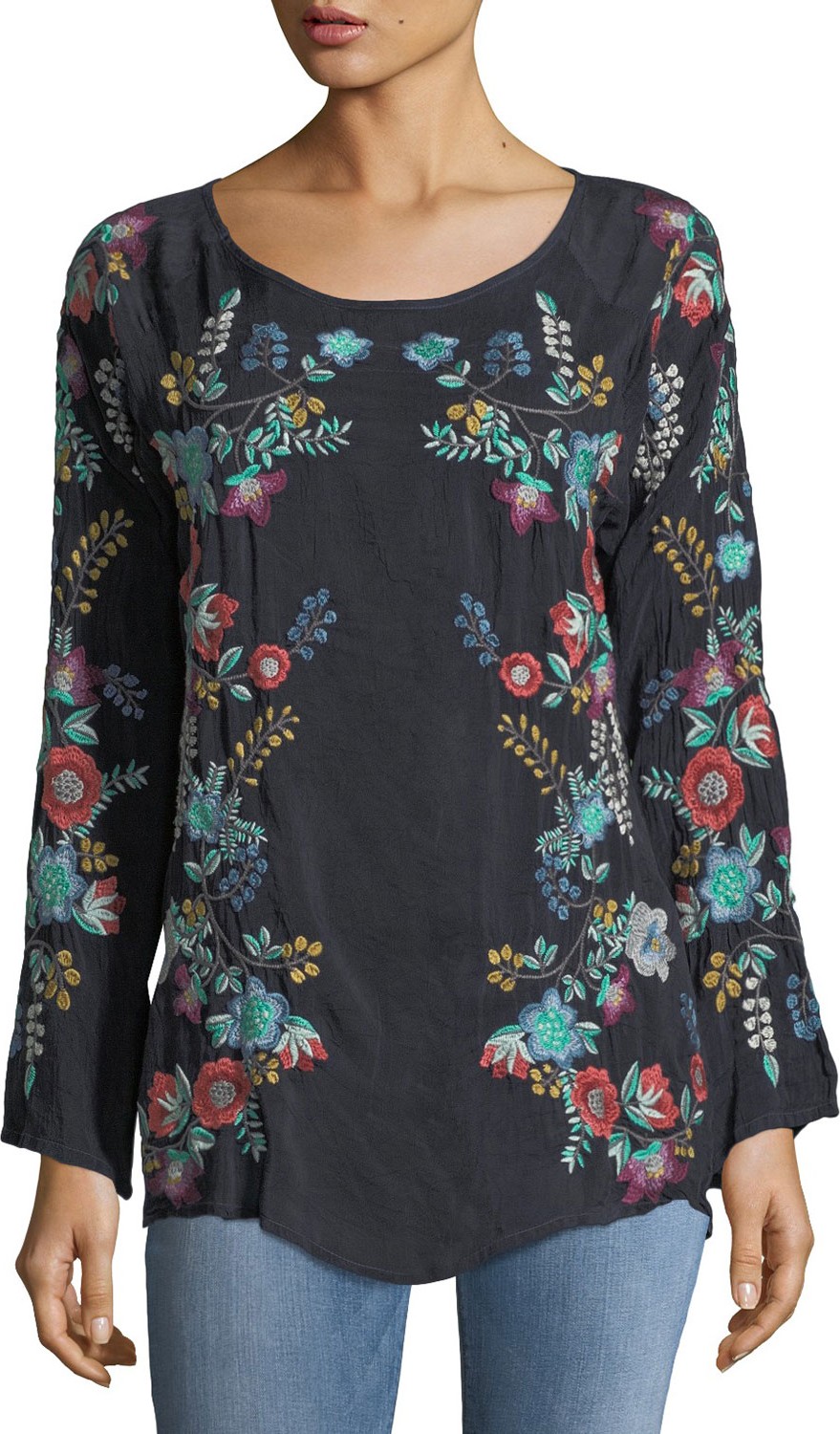 Johnny Was Kikimu Embroidered Georgette Blouse