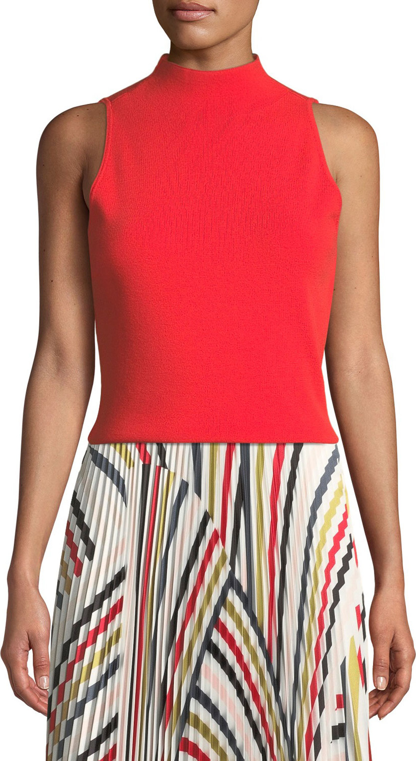 MILLY Mock-Neck Knit Tank Top