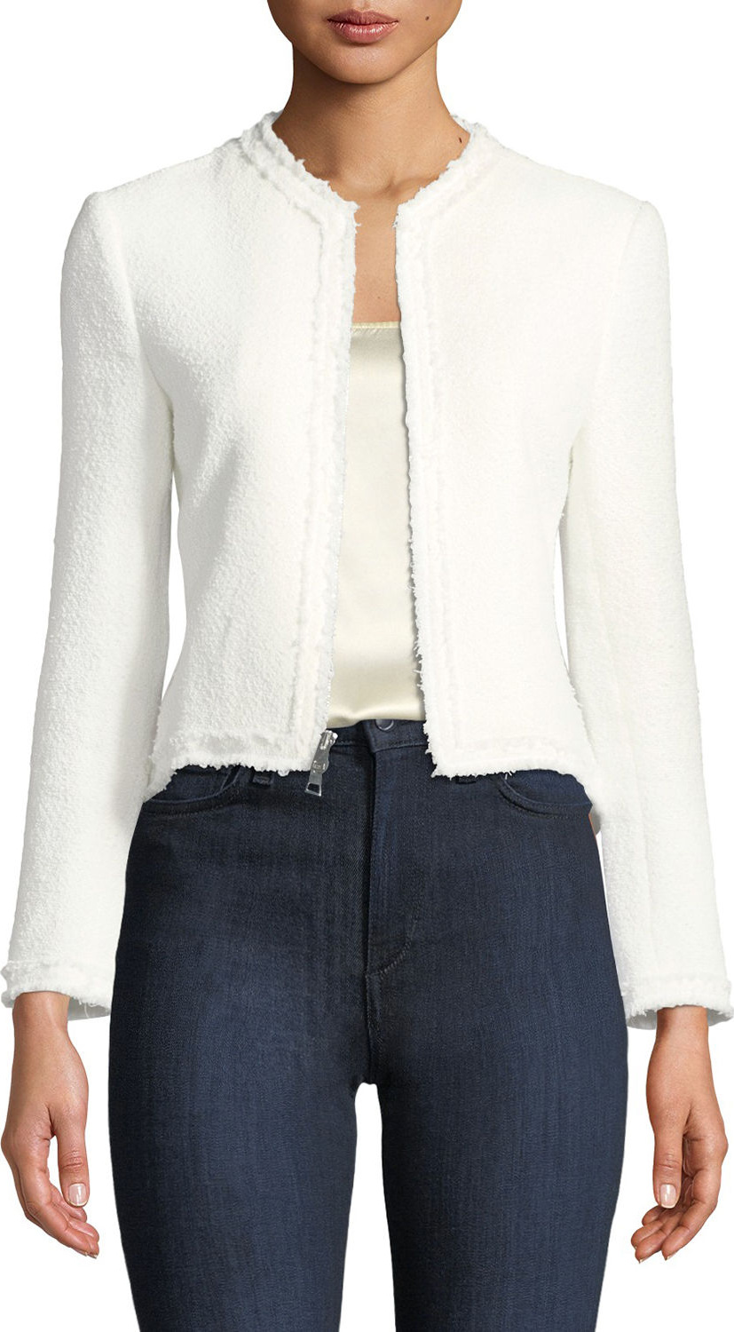 Theory Spring Boucle Zip-Front Flounce Jacket