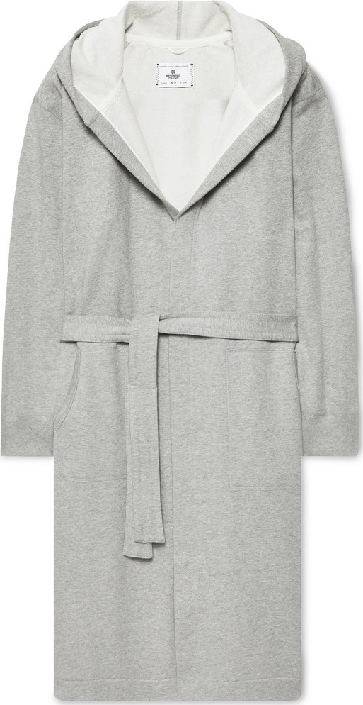 REIGNING CHAMP Mélange Loopback Cotton-Jersey Hooded Robe