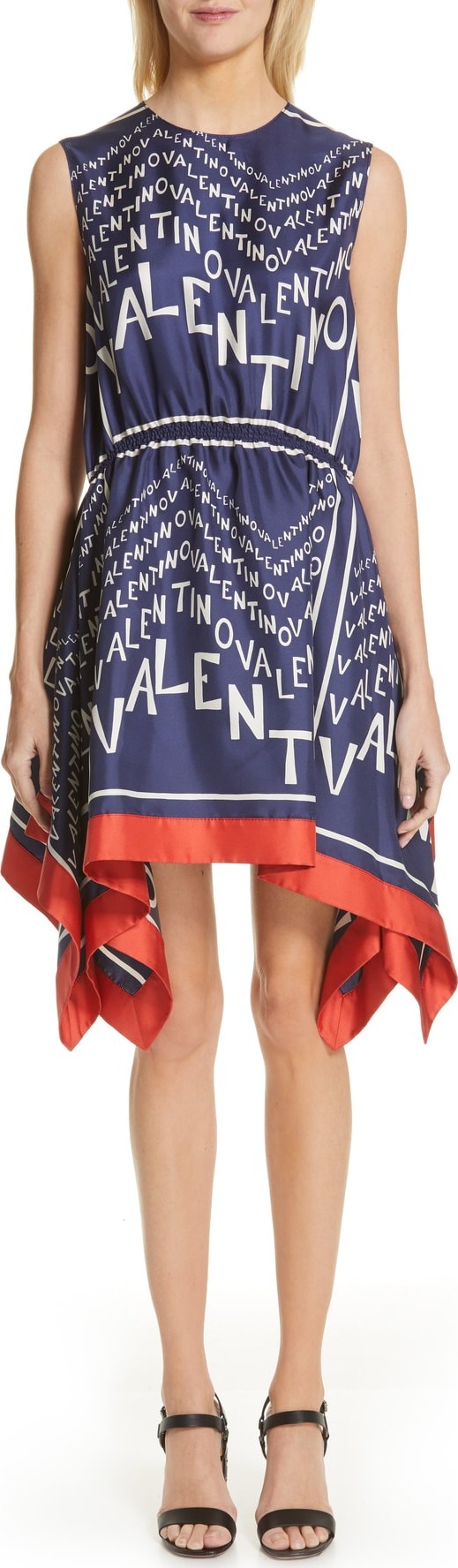 Valentino Puzzle Print Silk Twill Dress