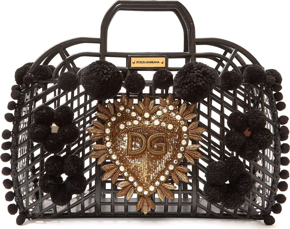 Dolce & Gabbana Kendra pompom-trim PVC basket bag
