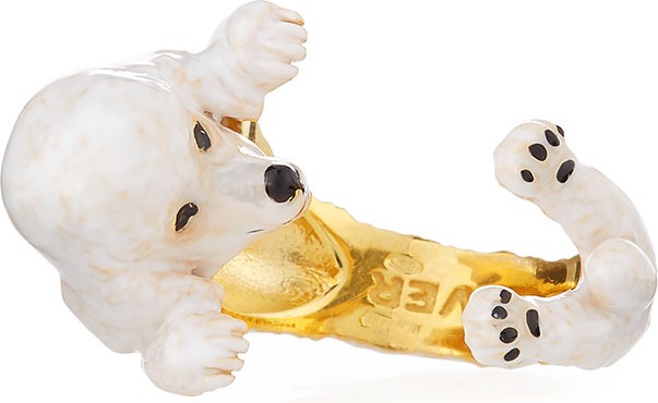 Visconti & Du Reau Poodle Plated Enamel Dog Hug Ring, Size 6