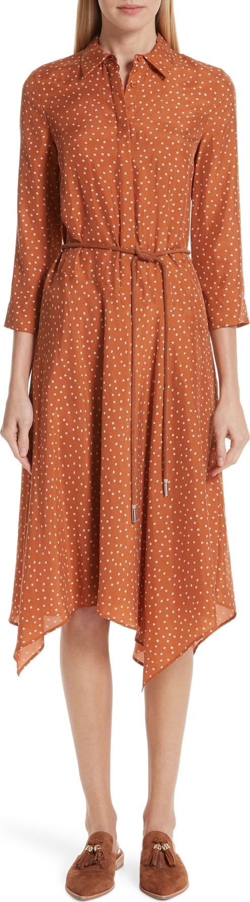 Lafayette 148 New York Rizzo Brilliant Boxes Belted Shirtdress