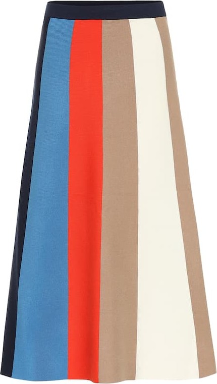 VICTORIA, VICTORIA BECKHAM Striped midi skirt