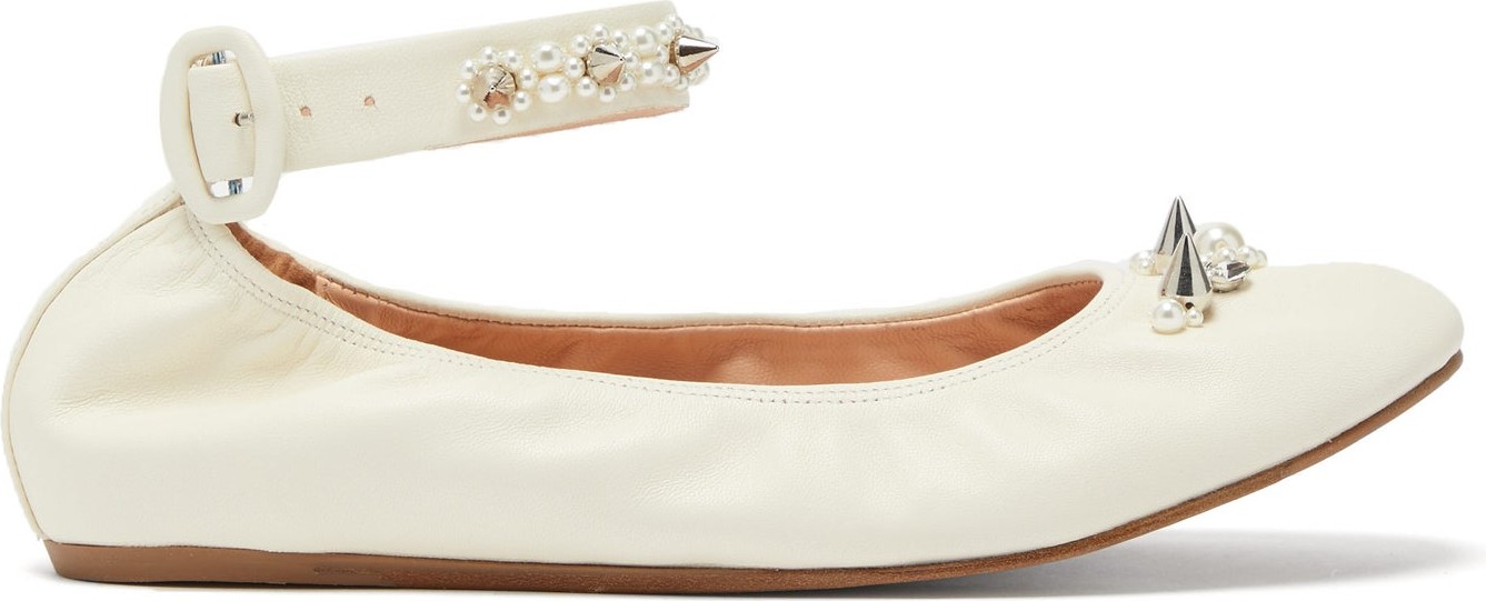 Simone Rocha Spike and crystal-embellished leather ballet flats