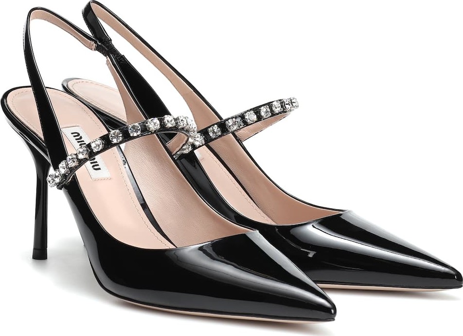 Miu Miu Embellished patent leather pumps