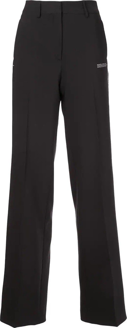 Off White Crepe Side Logo Trousers