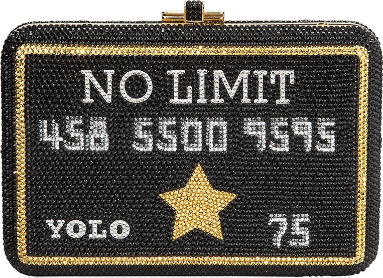 Judith Leiber Black Card Slim Minaudiere Card Case