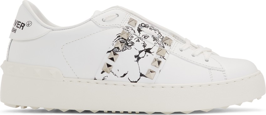 Valentino White Valentino Garavani Undercover Edition Kissing Couple Rockstud Sneakers