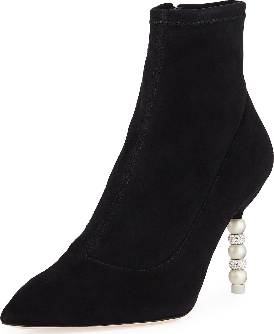 Sophia Webster Coco Suede Crystal and Pearly Booties