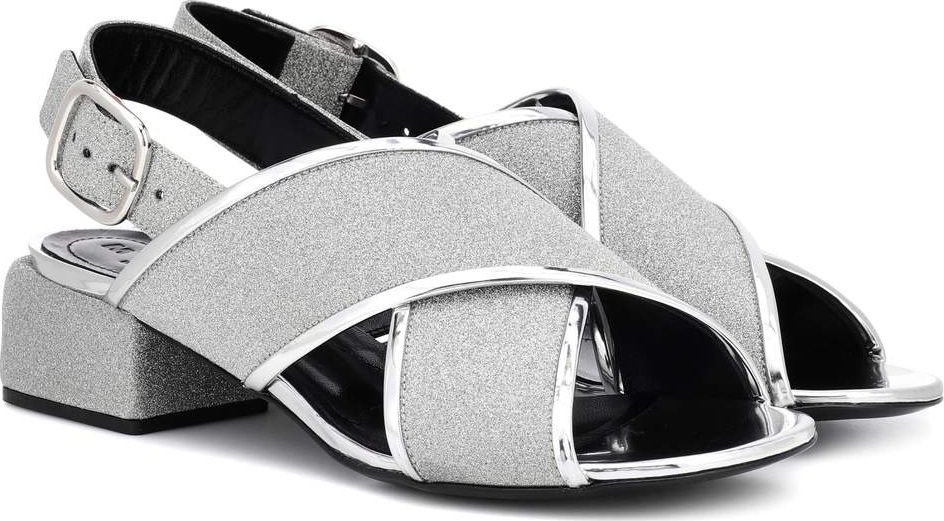 Marni Glitter leather crossover sandals