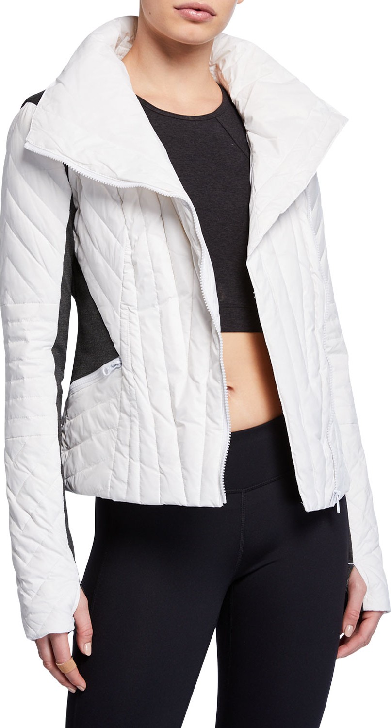 Blanc Noir Motion Paneled Puffer Jacket, Black/Charcoal Heather