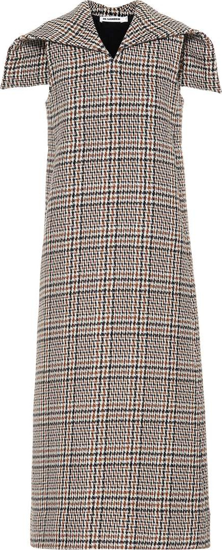 Jil Sander Checked wool-blend midi dress