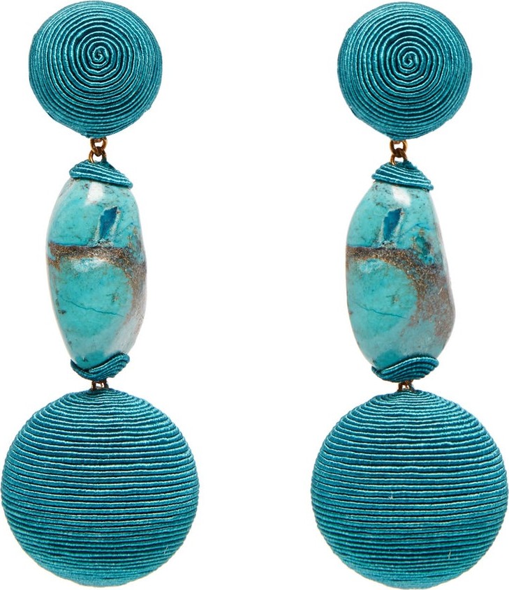 Rebecca de Ravenel Bon Bon cord and stone clip earrings