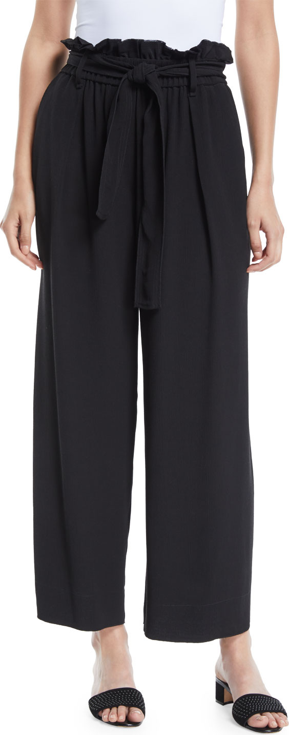 Forte Forte Belted Cropped Wide-Leg Crepe Pants