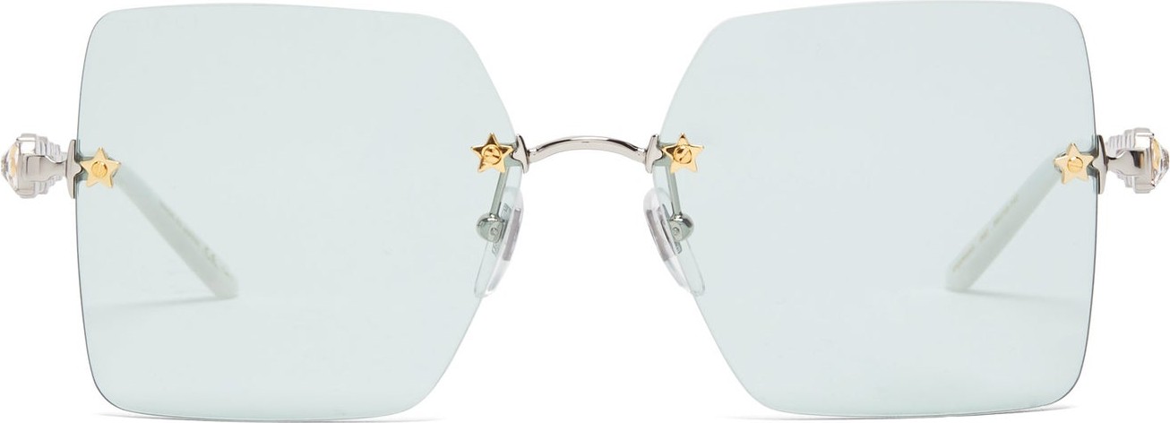 Gucci Crystal-embellished square metal sunglasses