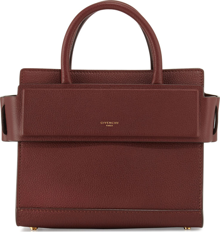 Givenchy Horizon Mini Leather Satchel Bag, Medium Brown