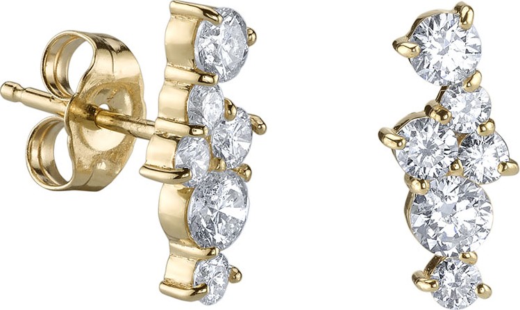 Sydney Evan 14k Diamond Cocktail Bar Stud Earrings
