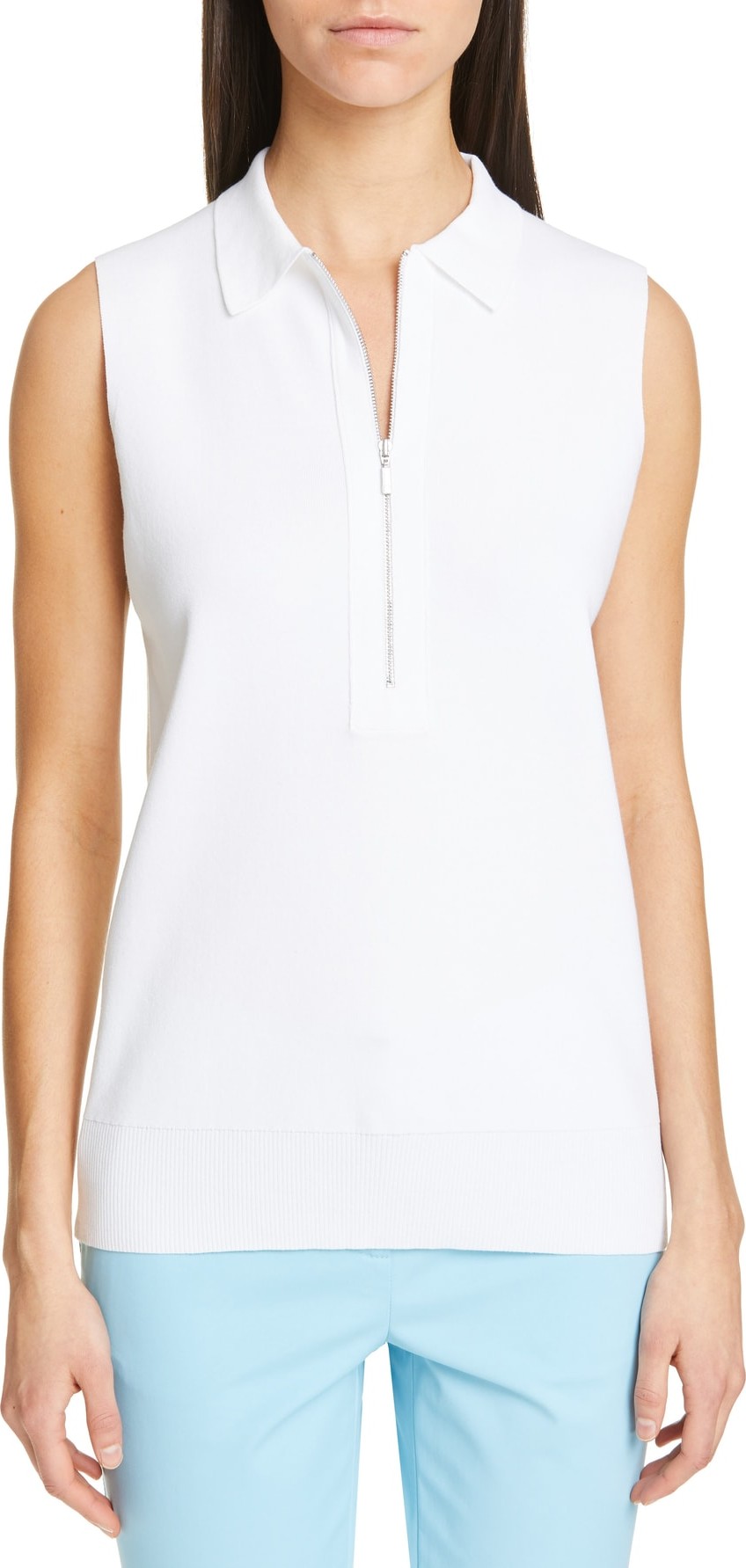 Lafayette 148 New York Lafayette Fitted Sleeveless Polo Sweater