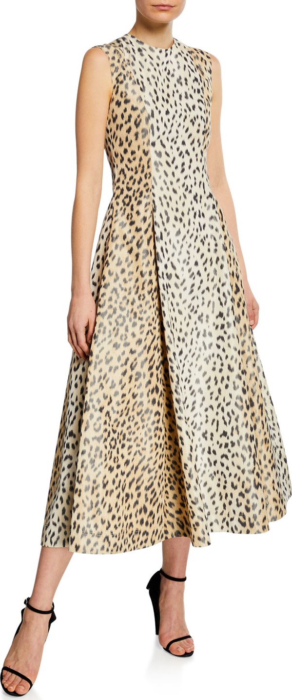 Calvin Klein 205W39NYC Sleeveless Leopard-Print Silk Midi Dress
