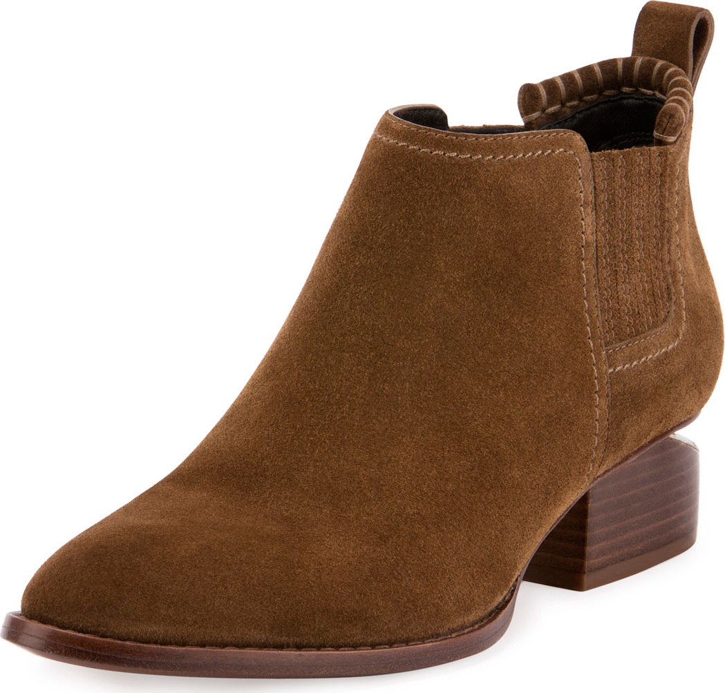 Alexander Wang Kori Tilt-Heel Suede Bootie, Truffle