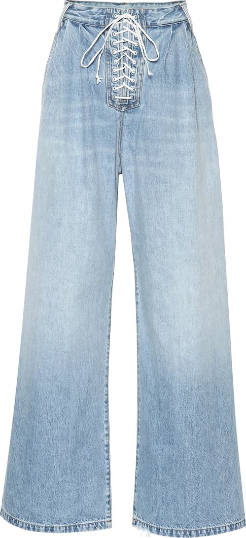 Unravel Lace-up high-rise wide-leg jeans