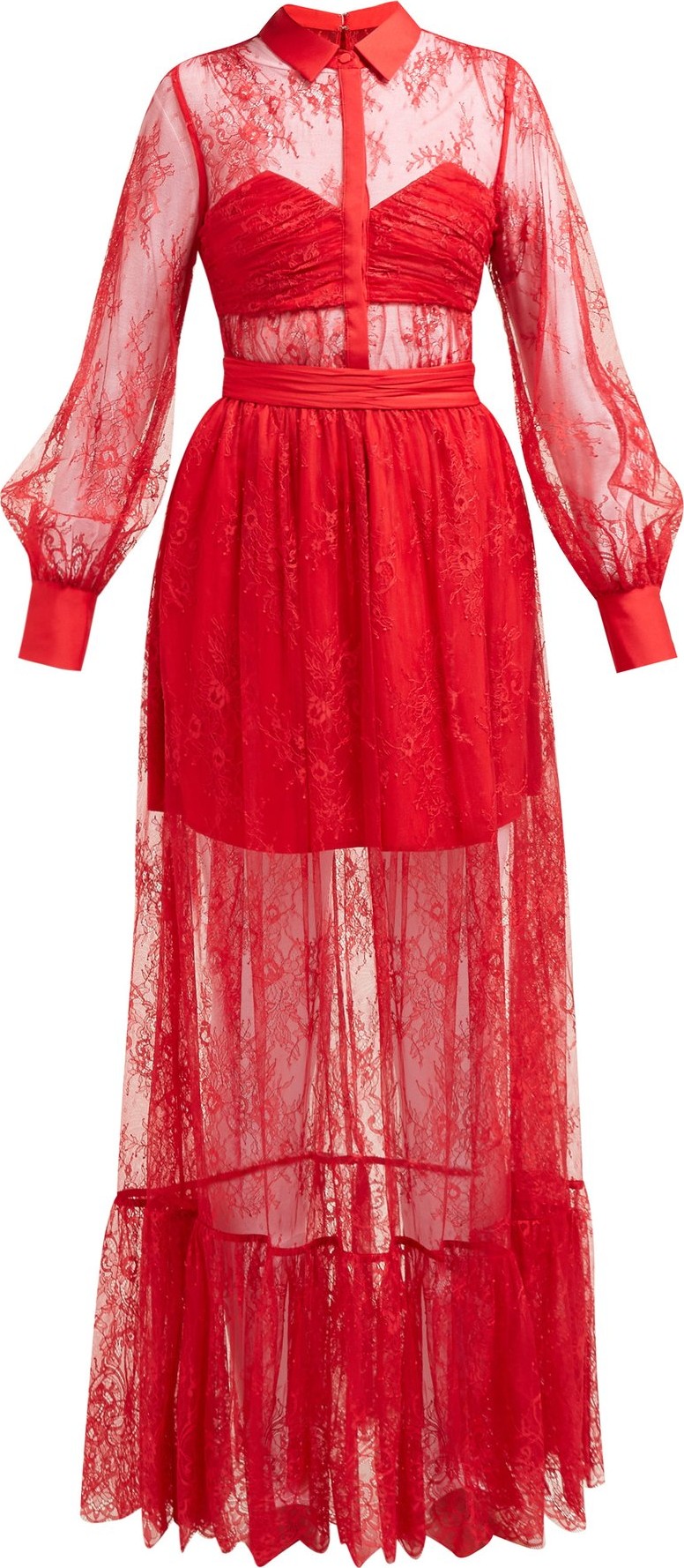 Self Portrait Floral chantilly-lace dress