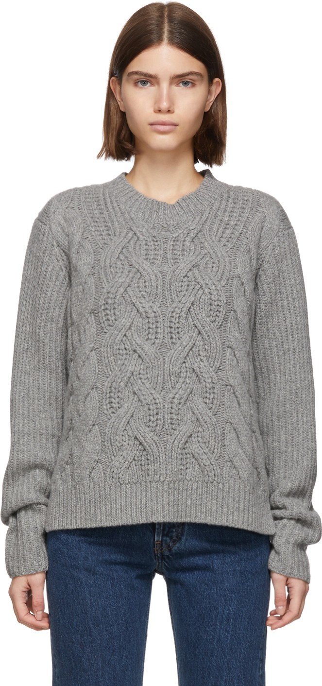 Helmut Lang Grey Cable Sweater