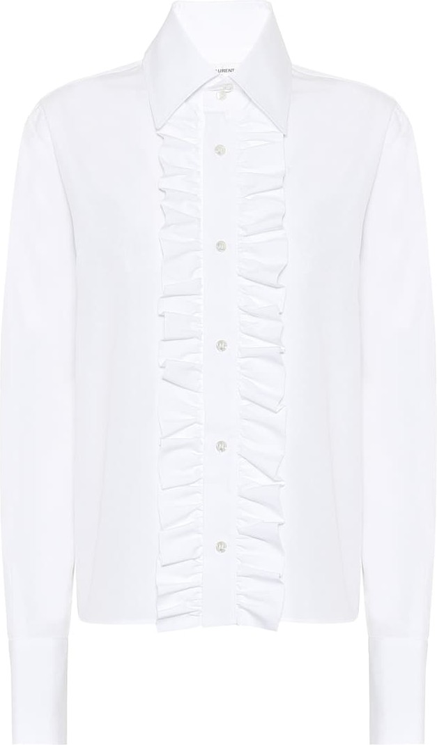 Saint Laurent Ruffled cotton-poplin shirt